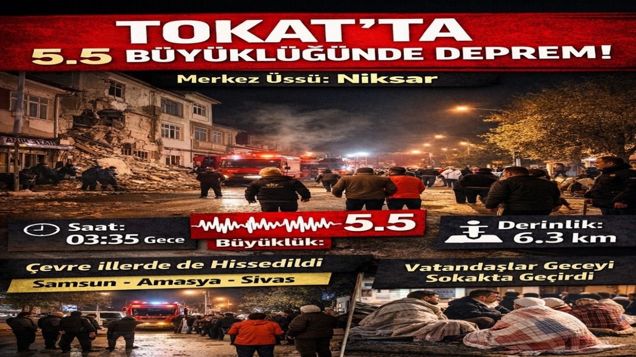 Tokat’ta 5.5 Büyüklüğünde Deprem