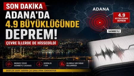 Adana’da 4.9 Büyüklüğünde Deprem Korkuttu