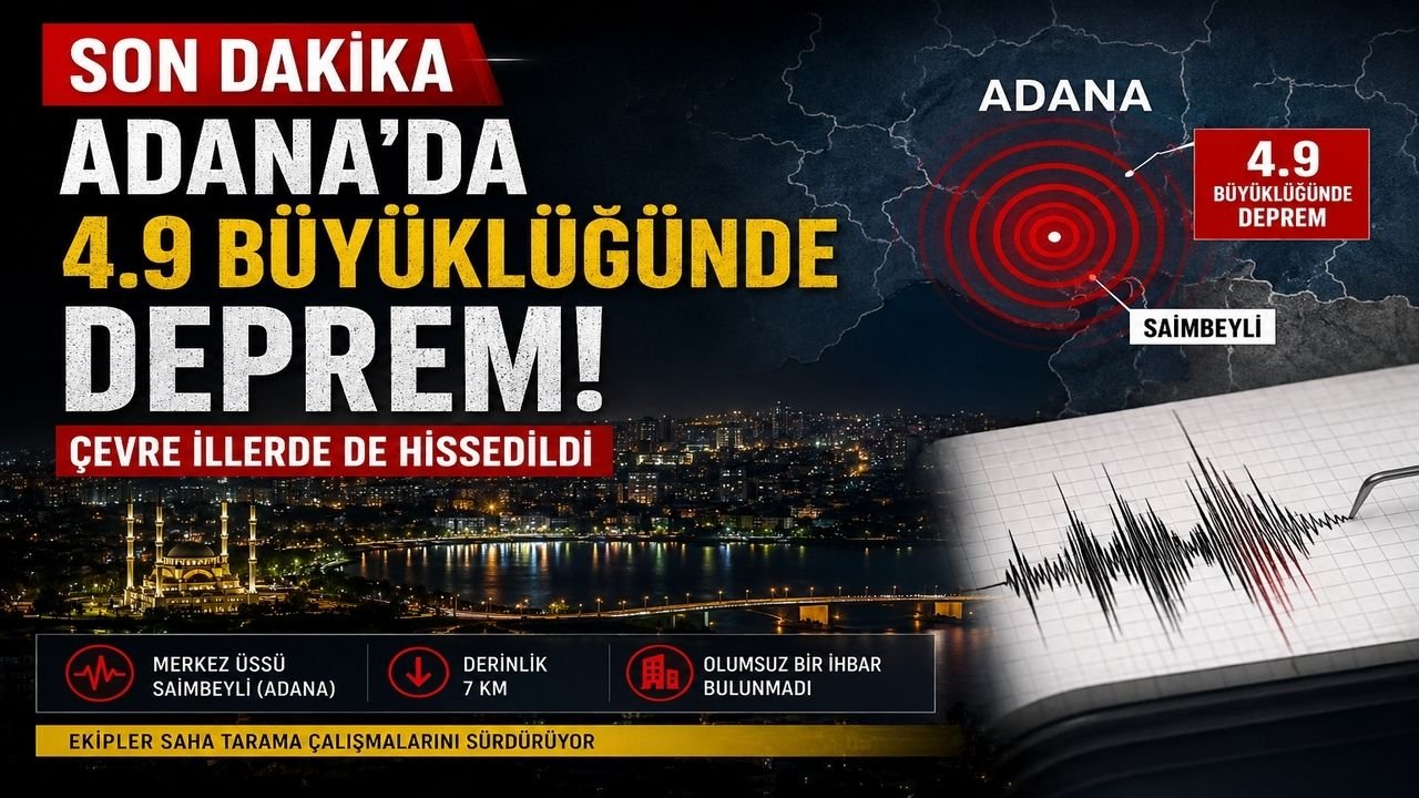 Adana'da 4.9 Büyüklüğünde Deprem