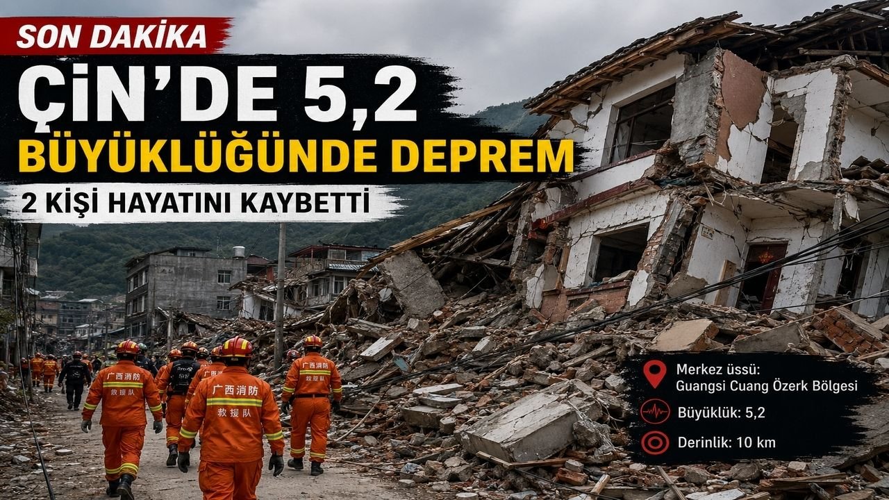 Çin'de 5.2 Büyüklüğünde Deprem