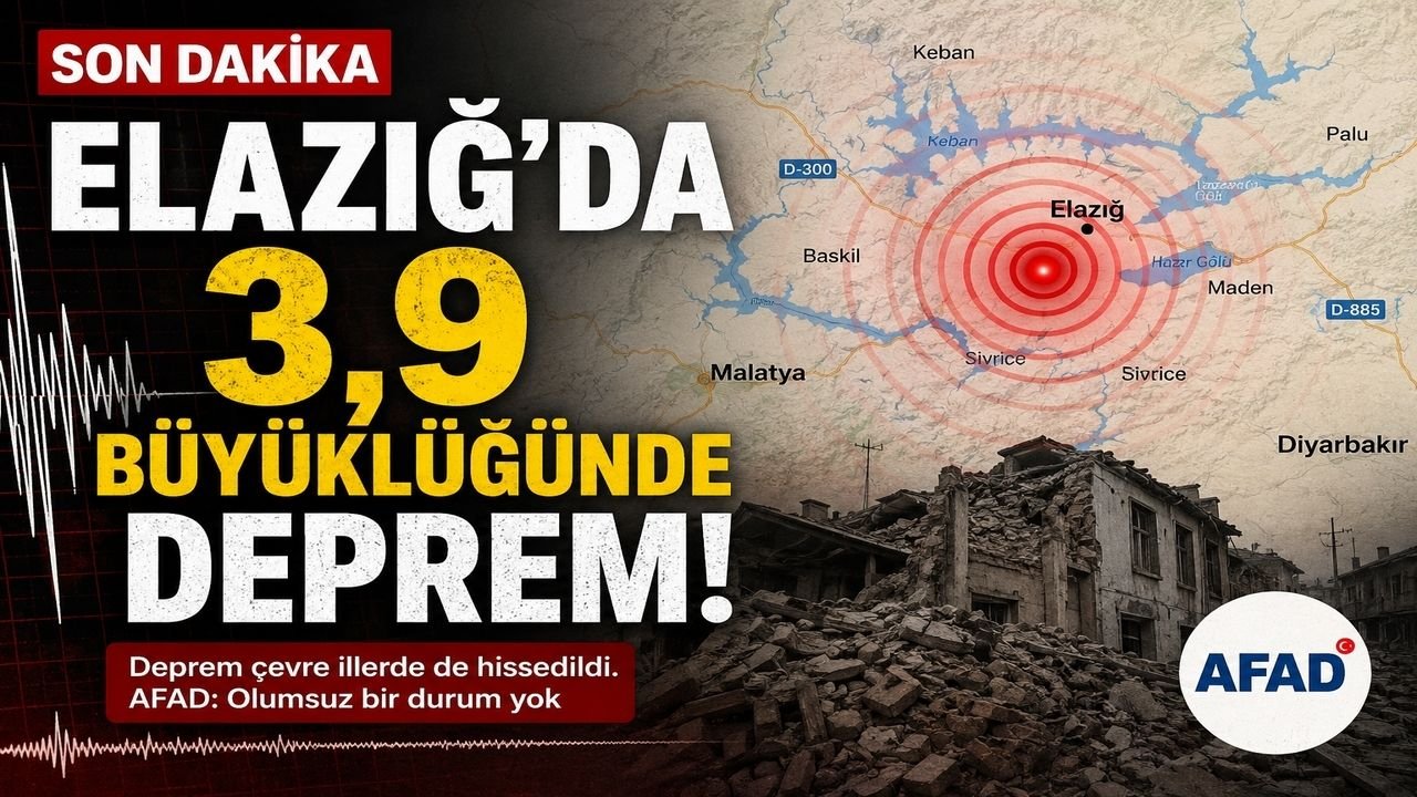 Elazığ'da 3.9 Büyüklüğünde Deprem