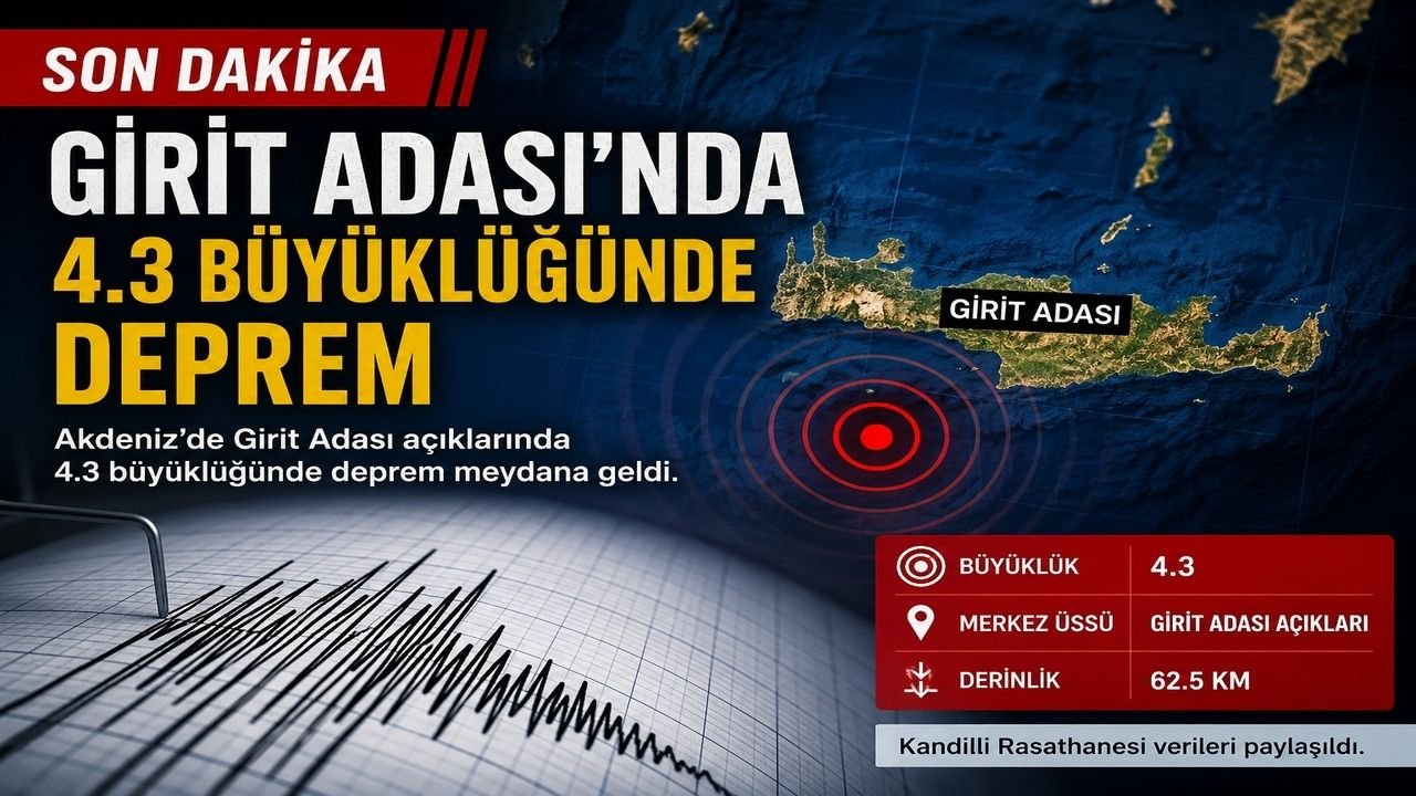 Girit Adası’nda 4.3 Büyüklüğünde Deprem