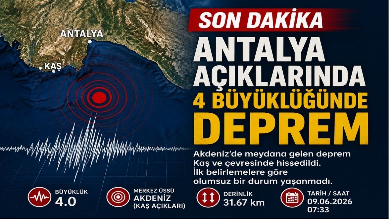 Antalya Açıklarında 4 Büyüklüğünde Deprem