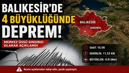 Balıkesir’de 4 Büyüklüğünde Deprem Meydana Geldi