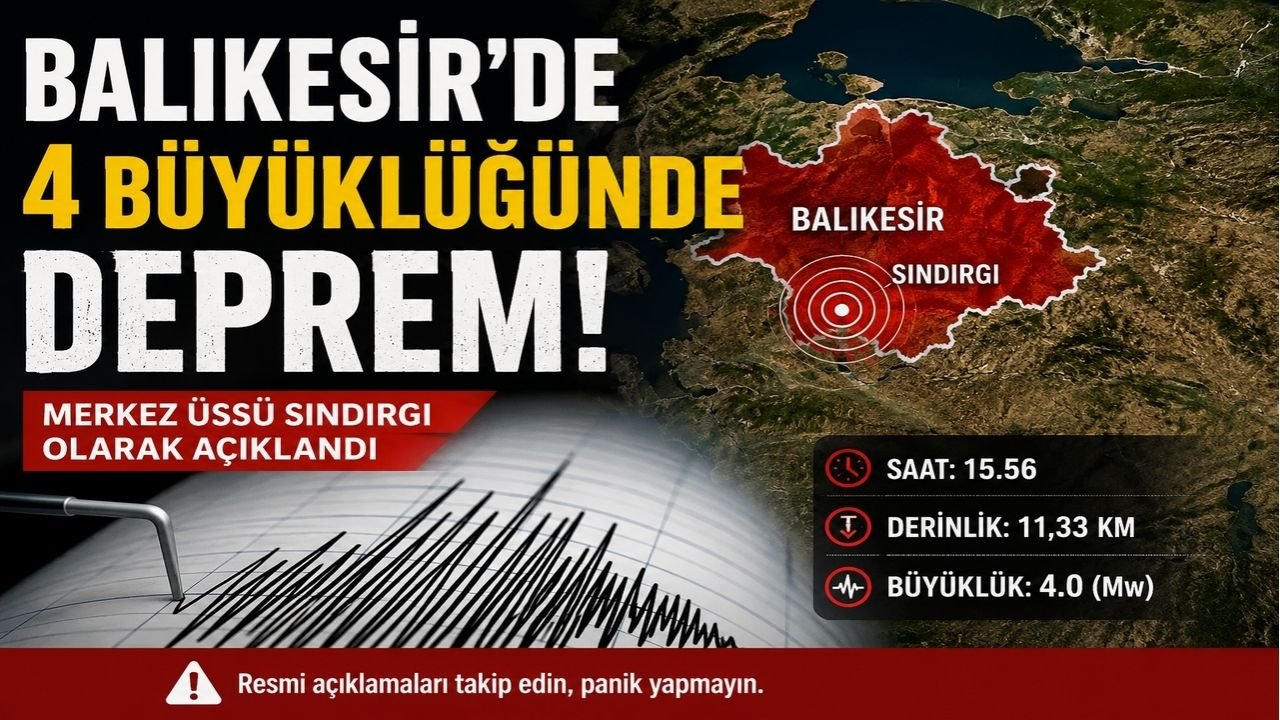 Balıkesir'de 4 Büyüklüğünde Deprem
