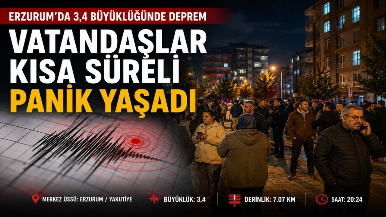 Erzurum'da 3.4 Büyüklüğünde Deprem Korkuttu