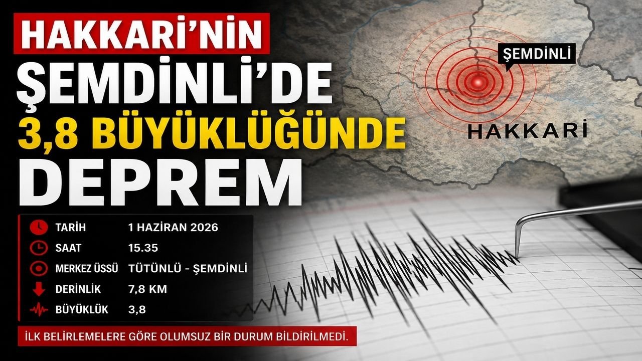 Hakkari'nin Şemdinli'de 3.8 Büyüklüğünde Deprem