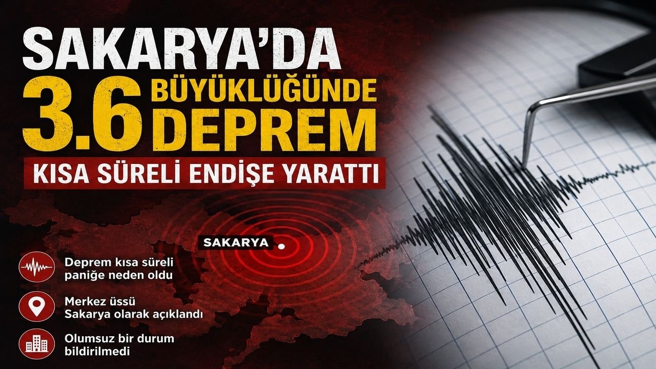 Sakarya'da 3.6 Büyüklüğünde Deprem