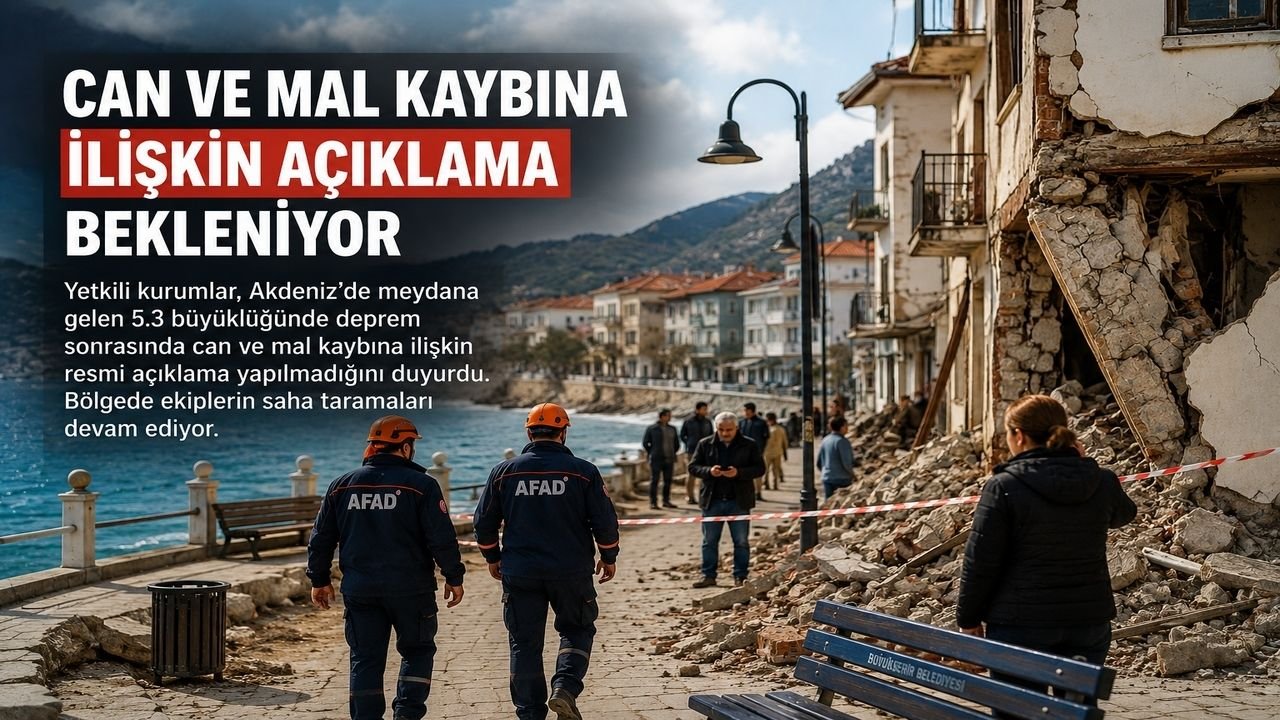 Akdeniz'de 5.3 Büyüklüğünde Deprem