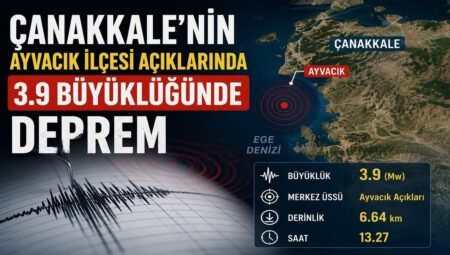 Çanakkale’nin Ayvacık İlçesi Açıklarında 3.9 Büyüklüğünde Deprem Meydana Geldi