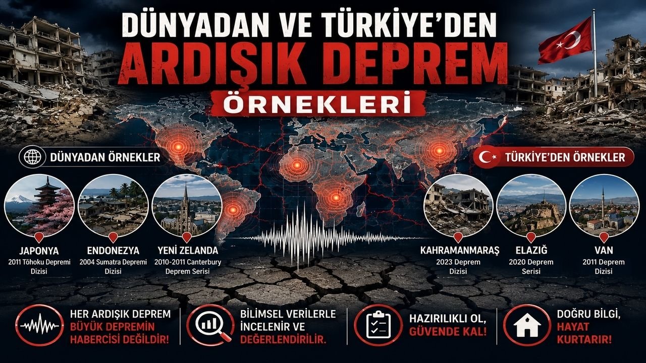 Dünyadan ve Türkiye'den Ardışık Deprem Örnekleri