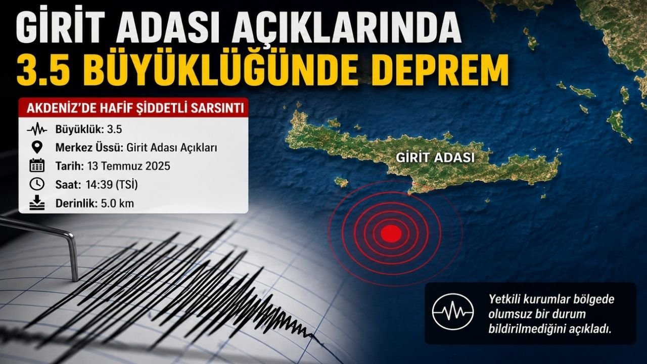 Girit Adası Açıklarında 3.5 Büyüklüğünde Deprem
