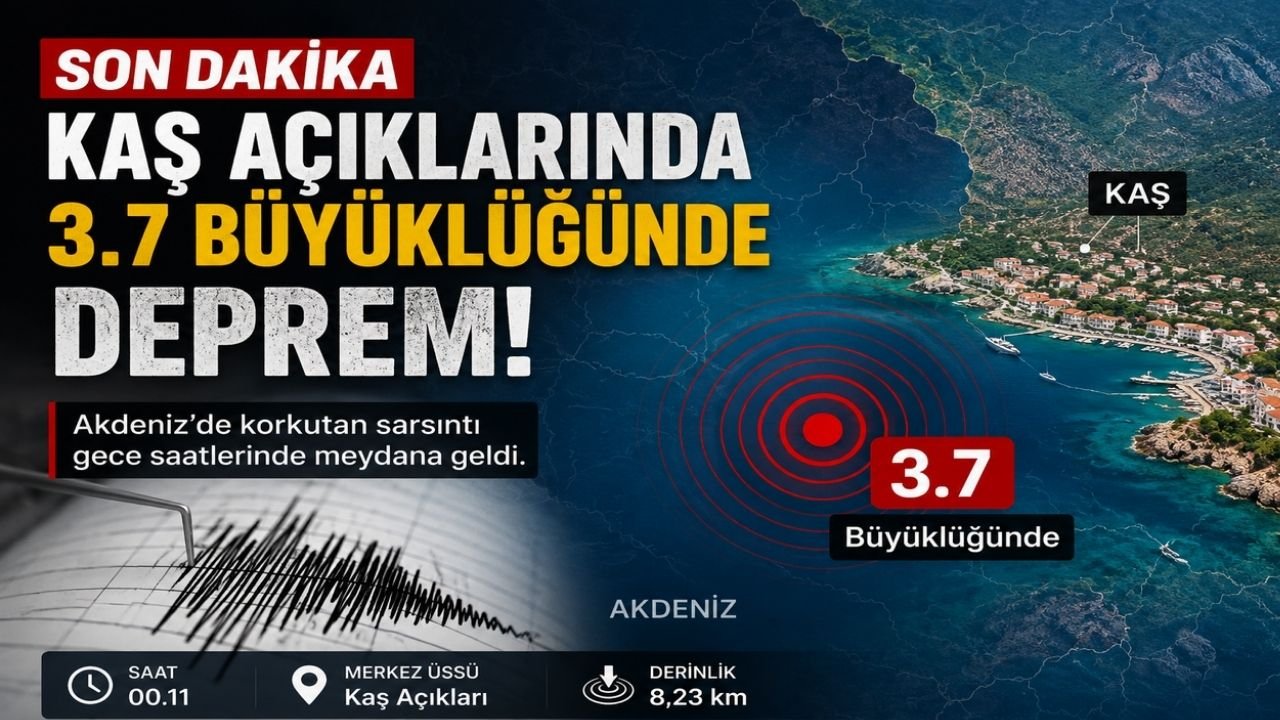Kaş Açıklarında 3.7 Büyüklüğünde Deprem