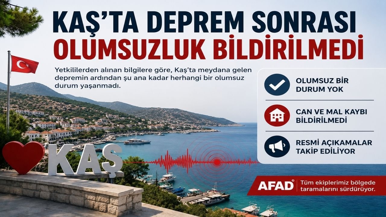 Kaş Açıklarında 3.7 Büyüklüğünde Deprem