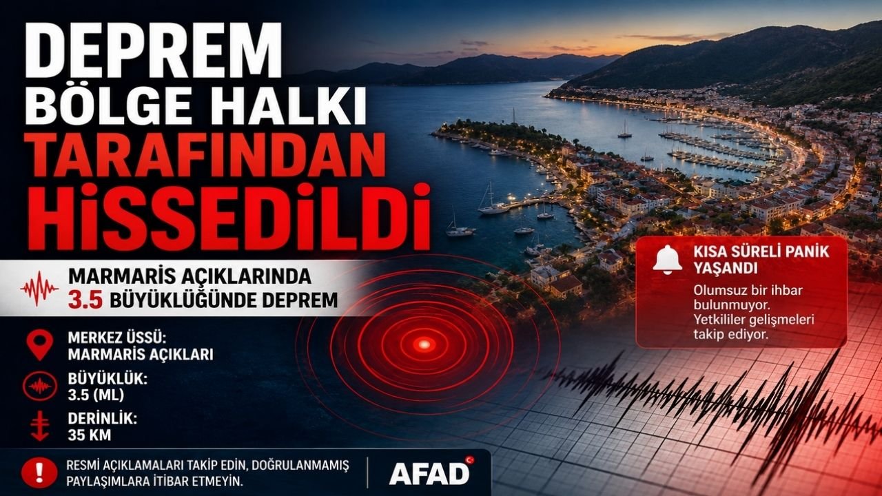 Marmaris Açıklarında 3.5 Büyüklüğünde Deprem