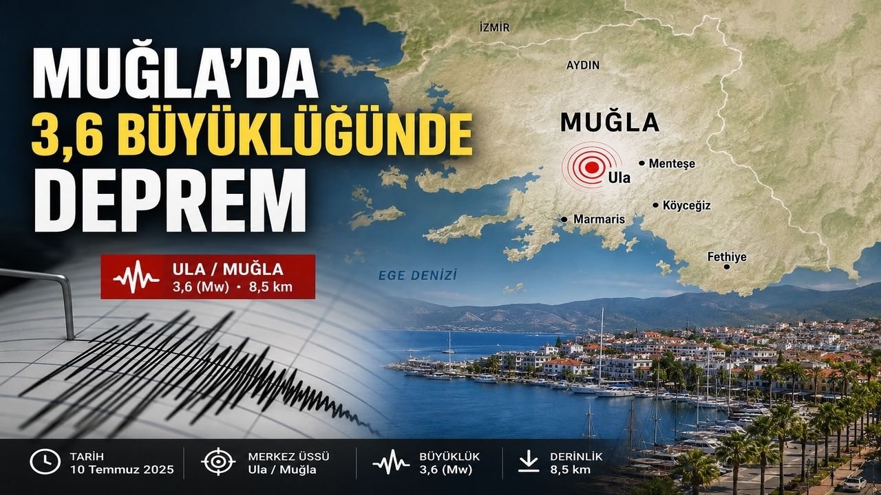 Muğla'da 3.6 Büyüklüğünde Deprem