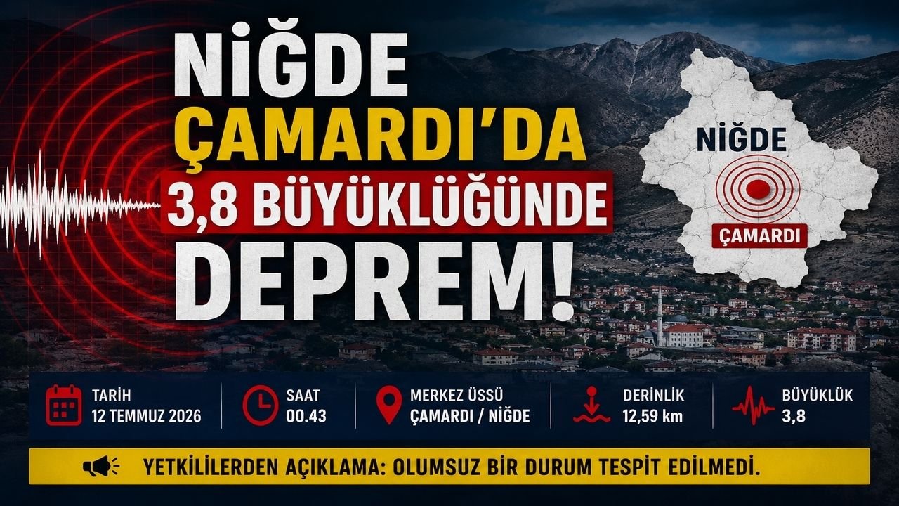 Niğde Çamardı'da 3.8 Büyüklüğünde Deprem