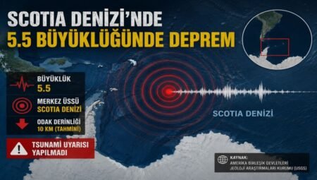 Scotia Denizi’nde 5.5 Büyüklüğünde Deprem Oldu
