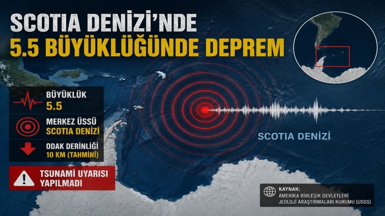 Scotia Denizi'nde 5.5 Büyüklüğünde Deprem