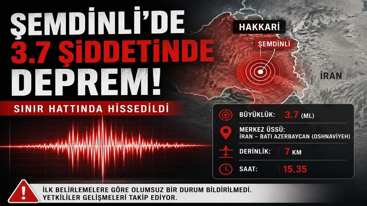 Şemdinli'de 3.7 Şiddetinde Deprem