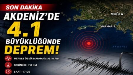 Akdeniz’de 4.1 Büyüklüğünde Deprem Meydana Geldi