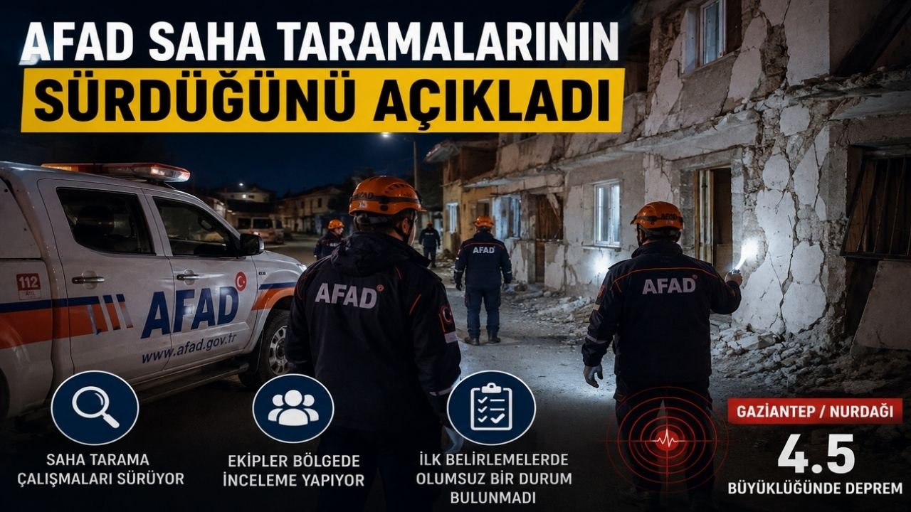 Gaziantep'te 4.5 Büyüklüğünde Deprem
