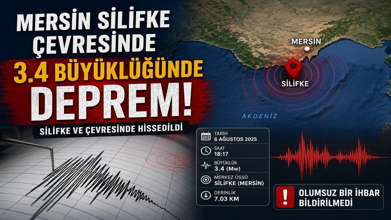Mersin Silifke Çevresinde 3.4 Büyüklüğünde Deprem